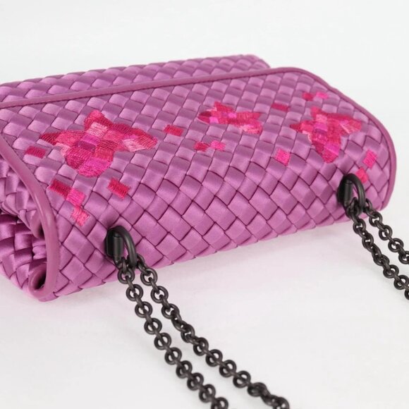 BOTTEGAVENETA INTRECCIATO Chain Shoulder Bag Leather Purple Auth 116278AM - Picture 7 of 16